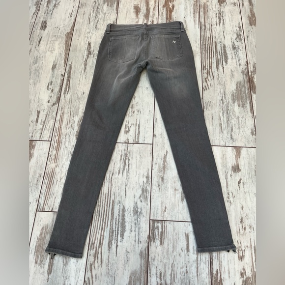 Rag & Bone Moto Skinny Jeans Buxton Gray Ankle Zip Size 25 NWOT - Picture 9 of 16